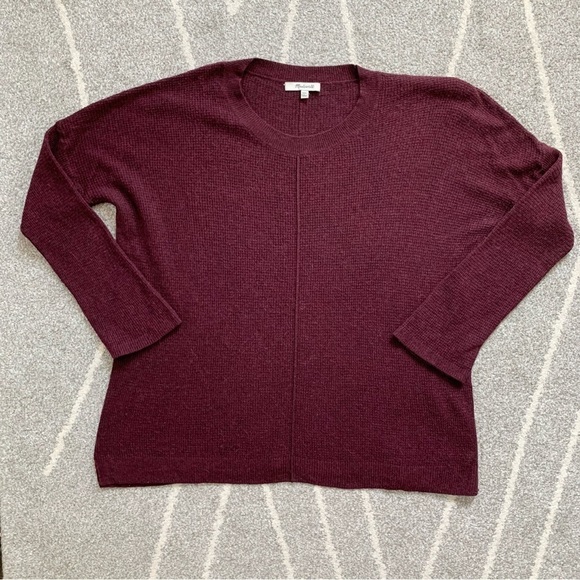 Madewell Maroon Red Waffle Knit Slouch Wool Blend Sweater - Picture 1 of 4